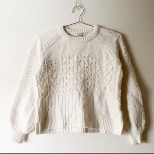 Madewell Antique Cream Copenhagen Cable Knit Crewneck Sweater XXS